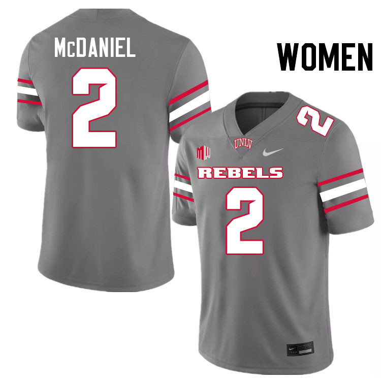 Women #2 Damien McDaniel UNLV Rebels College Football Jerseys Stitched-Grey